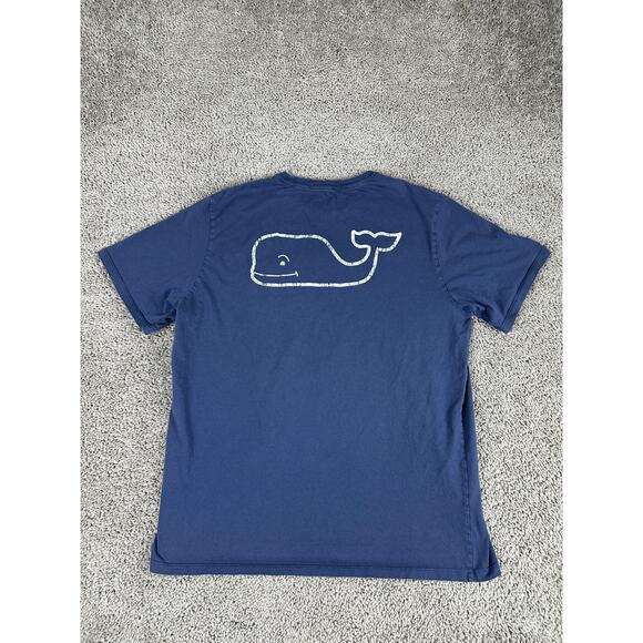 Vineyard Vines Shirt Mens Large Blue Whale Short Sleeve Cotton Preppy FLAW - Picture 1 of 11